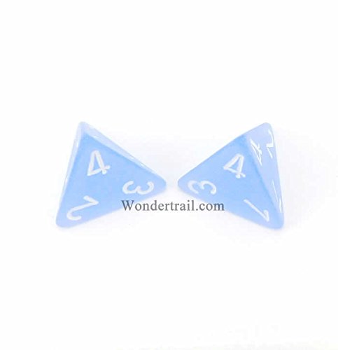 WCXPF0406E2 Blue Frosted D4 Dice 2pc White Numbers Aprox 16mm