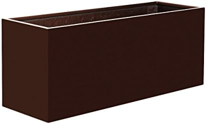 PurePots Wide Rectangle Cuboid 2440, Modern Large Planter Box - Indoor &amp; Outdoor| Hand Crafted Commercial Grade Fiberglass | UV Resistant Paint (Metallic Bronze/ No Drainage Hole(s)/ X-Large)