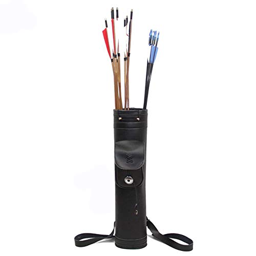 Dostyle Pure Handmade Traditional Archery Shoulder Back Quiver Bow Genuine Leather Arrow Holder Mongolian Striker's Quiver Bag Pure Leather Sewing for Hunting Target
