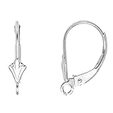 Ritastephens 10K or 14K Yellow or White Gold Fleur de Lis Lever Back Ear Wire Finding with Open Ring