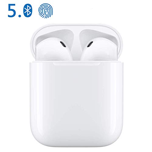 Abigail Bush Bluetooth Headphones Wireless Earbuds(POP-UPS&Touch Control)In-Ear Headsets Noice Cancelling with Mic and Portable Charging Case-White