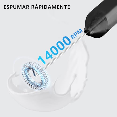 MXHIGO MXHIGO Espumador de Leche Eléctrico Potente, Mini Agitador de Leche con Batidor de Acero Inoxidable, Batidor Manual para Café, Espumado Rápido, Mini Espumador Para Latte Capuchino Matcha