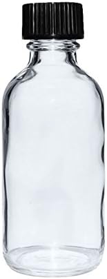(Pack of 12) 2 oz. Clear Boston Round with Black Poly Cone Cap