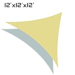 Unicool Deluxe Triangle 12' x 12' x 12' Sun Shade Sail Canopy UV Block Outdoor Patio Top Cover Desert Sand