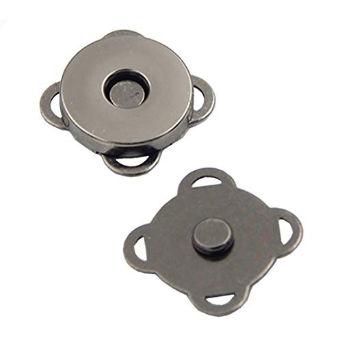 24 Sets Sew in Magnetic Plum Bag Clasps Button Snaps for Purses Handbag Clothes Scrapbooking Closure Fastener Sewing Craft DIY (Gun Black) (14mm)