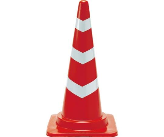 反射テープ付安全コーン 幅380ｍｍX高さ700ｍｍ レッド テープ3段商品画像