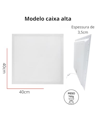 Painel Plafon LED Embutir 36W Quadrado 40x40 Bivolt Maxxy
