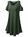 URBANCLEO Womens Off The Shoulder Elong Tunic Top Mini T-Shirt Dress Olive, 3XL