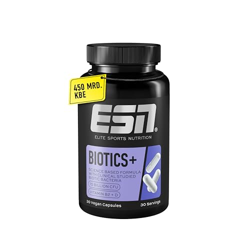 Biotics+, 30 Kapseln, 450 Milliarden KBE je Packung, hochdosiert, mit Vitamin B2 + D, nur 1 Kapsel pro Tag, vegetarisch