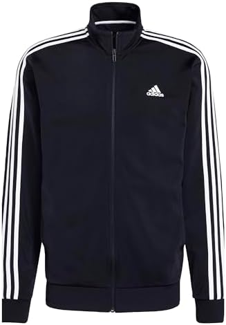 adidas Men's 3-Stripes Knit Tennis Jacket, Black, X-Small at