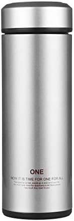 ONEISALL GYB0023 Leak-proof Glass lined Thermos Business Style Stainless Steel Travel Thermos Mug Vacuum Flask with Tea Strainer&amp;Glass Liner, Heat Preservation Coffee Vacuum Cup, 320ML (Silver)