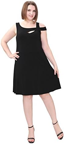 TM Women's Plus Size Design Short Swing Cleavage Dress for Graduation Evening 18W Black