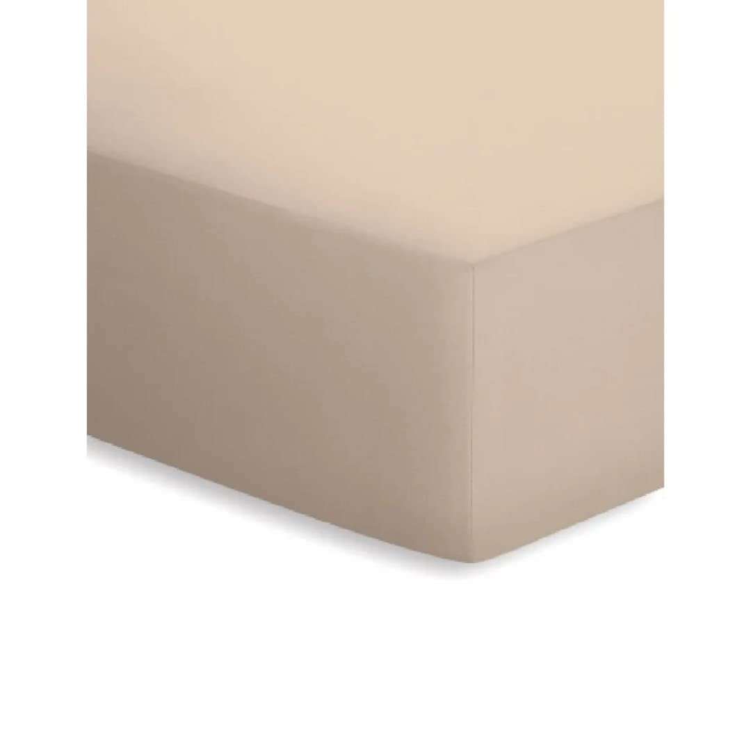 Bassetti Topper 9285316 Fitted Sheet Plain Cream 755 Cotton and Elastane 140 x 200 cm 160 x 220 cm