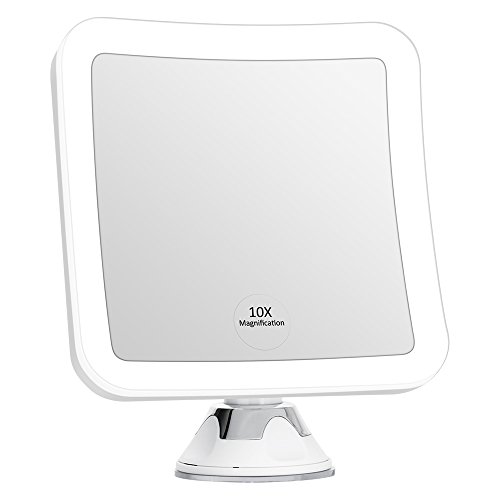 KEDSUM 10X Magnifying LED Lighted Makeup Mirror, 6.3" Travel Magnification Mirror with Lights