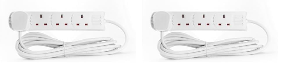 STATUS Multi Plug Extension | 4 Socket Extension Cable | 5m Extension Lead | 4WS5M20 (Pack of 2)