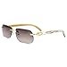 HEPIDEM 100% Really Buffalo Horn Handmade Sun Glasses Square Rimless Luxury Sunglasses 0816 (coffee/gold, 58)
