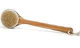 WINCAN Bath Dry Body Brush-Natural Bristles Back Scrubber With Long Handle Brushes for Cellulite & Exfoliating