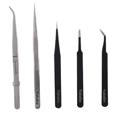 Precision Tweezers Set, Pointed AntiStatic Stainless Steel Long