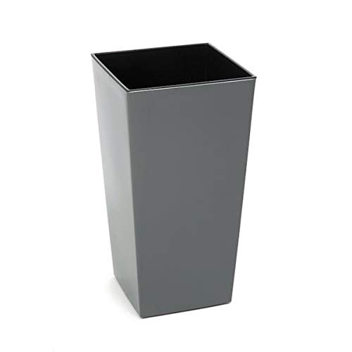 MELTOM Pflanzkübel aus Kunststoff in Hochglanz Farbe: Anthrazit mit Herausnehmbaren Einsatz, BxTxH in cm: 39 x 39 x 75 cm, Größe: 3XL