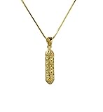 Gold Tone Jewish Mezuzah Pendant on Gold Plated 16