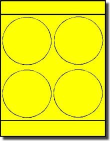 Fluorescent Neon Yellow 4" Circle Labels by Label Outfitters - 100 Sheets - 400 Labels