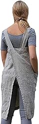 YESDOOD Cotton Linen Apron Cross Back Apron for