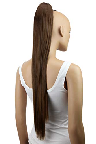 PRETTYSHOP Hairpiece Ponytail Clip on Extension Long hair smooth Heat-Resisting 27″ brown # 4T6 H163