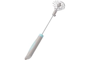 CATIEBYE Adjustable Manual Egg Mixer Handheld Cream Whisk Sky-Blue Nylon Semi-Automatic Rotating Beater
