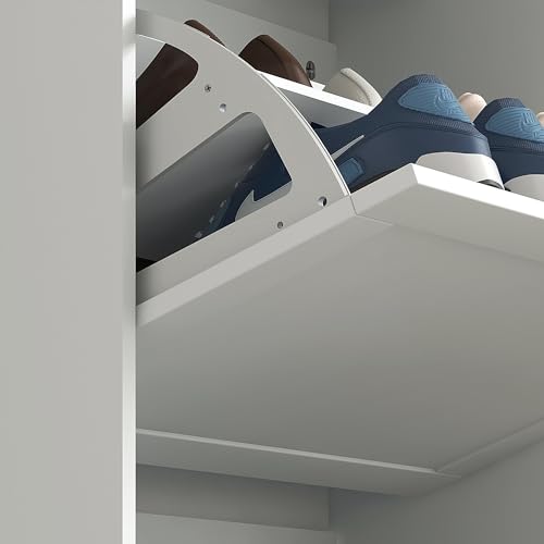 HOMCOM Narrow Shoe Cabinet with 3 Flip Drawers, Adjustable Shelves, White | Shoe Storage Cabinet, Hallway, Entryway, Holds 12-18 Pairs