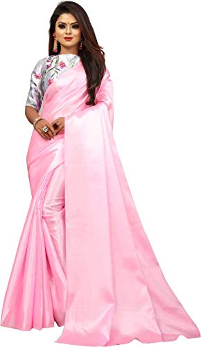 Women's Satin Silk Saree With Digital Printed Blouse Piece.