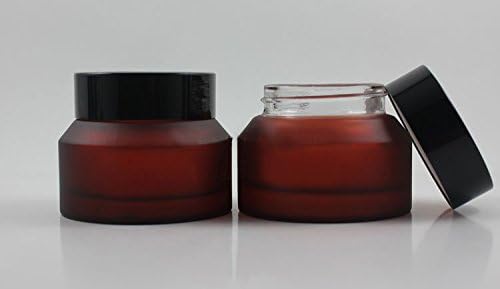 Sahg Beautiful Deep Red Matte Glass Amber Jars With Black Aluminium Lids, 0.5 oz, 10 pcs