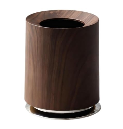 SLEEPHEAD®12LWood Grain Trash Can Waste Bin Open Top Without Lid Rubbish Bin Toilet Basket(walnut color)
