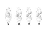 Philips 458687  LED B12 Dimmable Candle Light Bulb with Warm Glow Effect: 500-Lumen, 2700-2200 Kelvin, 7-Watt (60-Watt Equivalent), E12 Candelabra Base, Soft White, 4-Pack (Certified Refurbished)