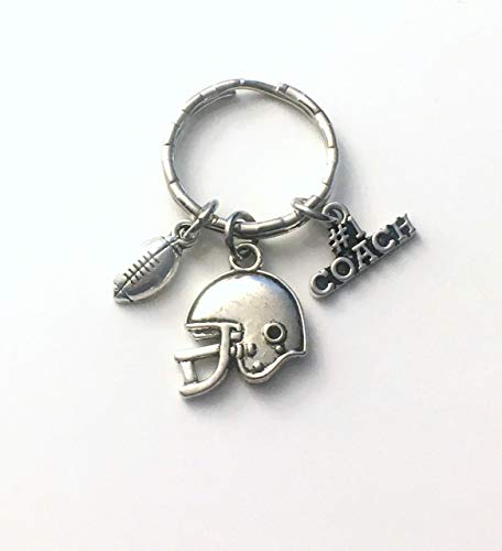 CLEARANCE SALE - Football Coach Keychain, Gift for Team Trainer Key Chain, 1 Coaching Present, Foot Ball Helmet Keyring for Women, Men, Him, Her Thank you Gift - Thumbnail 3