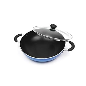 Master® Perfect Non Stick Kadhai with Glass Lid (24 cm, 3 Coat, 2.5 Liter Capacity) – Blue