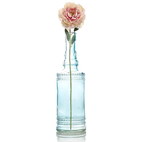 Quasimoon PaperLanternStore.com Bulk Pack (3) Camila Turquoise Vintage Glass Bottle Wedding Flower Vase