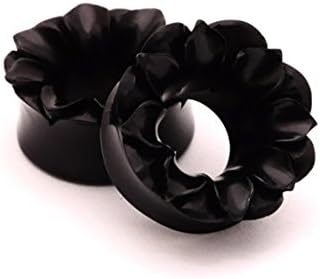 Buffalo Horn Lotus Flower Tunnels - 1 Inch - 25mm - Sold As a Pair