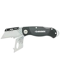 Husky 21113, navaja plegable multiuso con traba de seguridad. Incluye 10 hojas descartables (los colores varían)