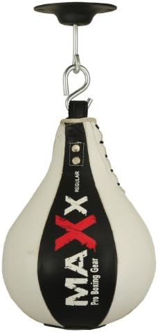 Maxx BLk/W Genuine Leather Speed Ball & FREE Swivel Boxing Punch bag speed bag