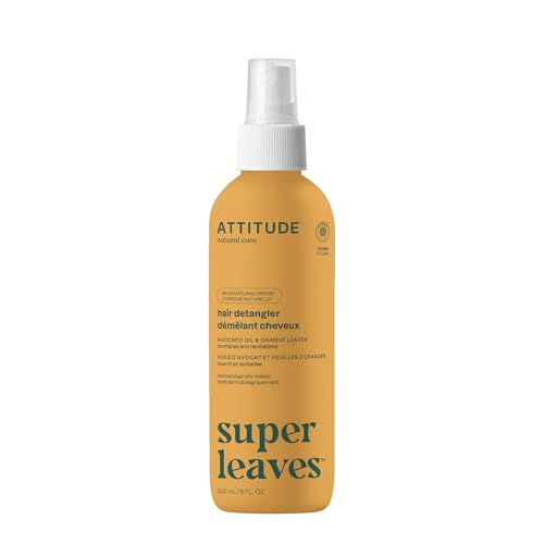 ATTITUDE Detangling Spray, EWG Verified, Plant-Based Ingredients, Dermatologically Tested, Vegan, Orange Leaves, 8 Fl Oz
