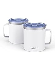 Insulated Coffee Mug with Handle, Stainless Steel Coffee Travel Mugs with Lid, Aikico Double Walled Vacuum Coffee Tumbler for Home & Office & Travel