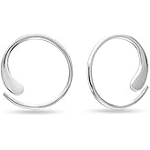 LeCalla 925 Sterling Silver Threader Earrings for Women | Handmade Wire Boho Hoops & Drop Earrings in Spiral, Heart, Bar Designs | Lightweight Pull Through Earring Jewelry Gift for Birthday, Anniversary