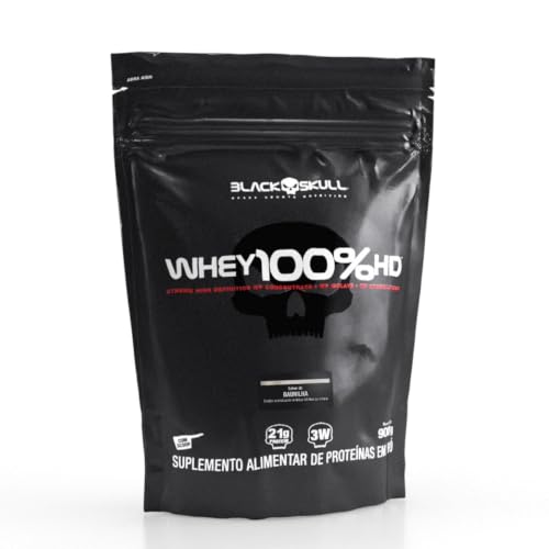 Whey 100% Hd - 900G Refil Baunilha, Black Skull