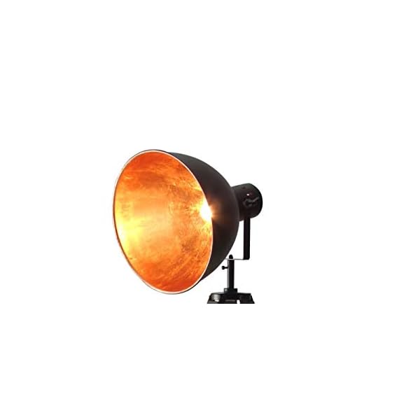 Lüllmann Stativ Stehleuchte Studiolampe Stehlampe Spot Schwarz/Gold Lampe Höhe:95-143cm 605455 Retrolampe Tripod – Bild 4