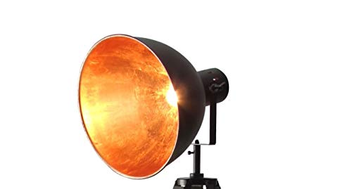 Lüllmann Stativ Stehleuchte Studiolampe Stehlampe Spot Schwarz/Gold Lampe Höhe:95-143cm 605455 Retrolampe Tripod – Bild 4