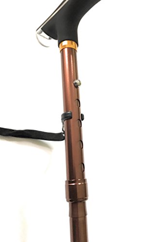 BT FOLDING CANE - Walking for Men & Women Collapsible, Lightweight, Adjustable Portable Stick Mobility Aid Sleek Look Comfortable Handle with LED Light Aluminum Alloy 4 Head Pivoting Trusty Base