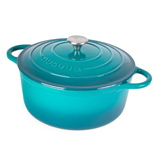 Nuovva Enamelled Cast Iron Dutch Oven 6.4 Quart Teal