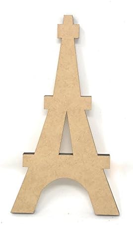 Simple Woodworks 6" Tall Unfinished Wood Craft Eiffel Tower Cutout Package of 6
