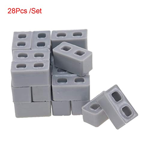 Huaze 28pcs Mini Cement Bricks Mortar - Let You Build Your Own Tiny Wall Mini - Ideal for Creators of All Ages - Brick Separator Included (Gray)