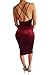 Carprinass Women's v-Neck Solid Sleeveless Midi Fitted Dress, Red, Medium